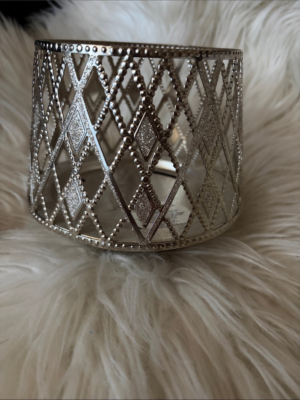 Bath & Body Silver Decorative Metal Candle Holder Like new